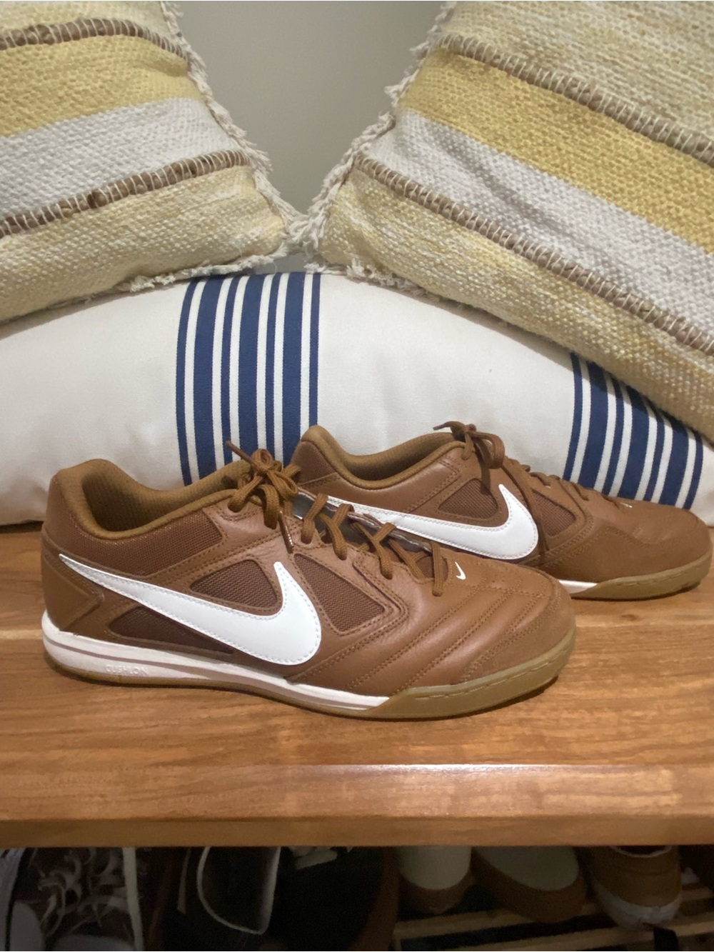 Nike Men's Brown Athletic Shoes with White Swoosh